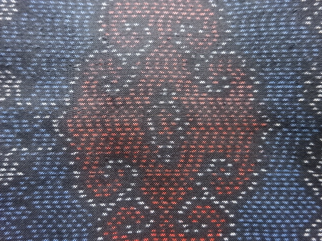 JAPANESE KIMONO / ANTIQUE KIMONO / SILK / DORO OSHIMA TSUMUGI / WOVEN ABSTRACT PATTERN